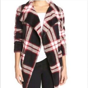 PJ Salvage Super Soft Black and Red Plaid Cardigan Size Small